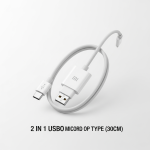 Mi 2 IN 1 USB CABLE MICRO USB TO TYPE C (30CM) - White